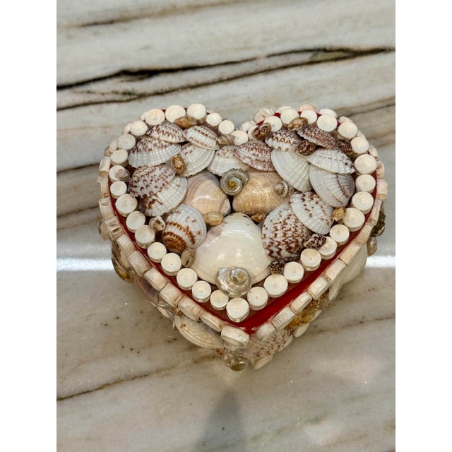 Nautical Heart Shaped Shell Box For Sale - Image 3 of 4