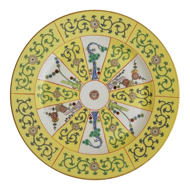 Late 20th Century Herend Dynasty Yellow Large Plate Charger Siang Jaune For Sale