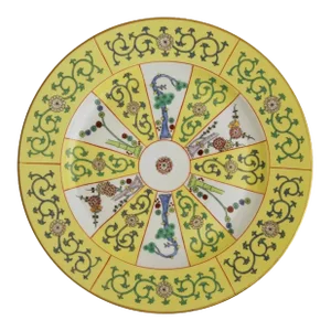 Late 20th Century Herend Dynasty Yellow Large Plate Charger Siang Jaune