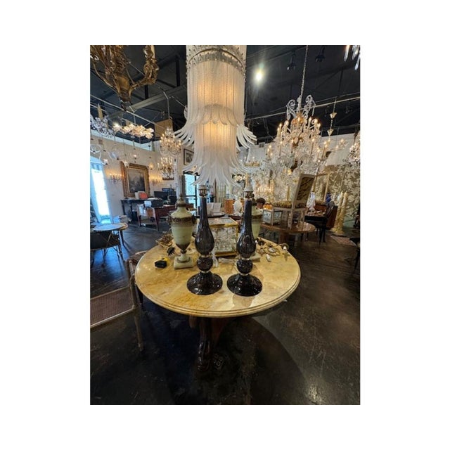 Pair of modern Murano black glass lamps. Perfect for today's transitional designs!