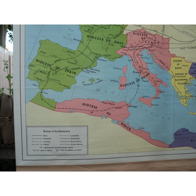 Rand McNally & Co. Vintage Mid 20th Century Rand McNally School Roll Down Map Near East Greece 1400 Bc For Sale - Image 4 of 13