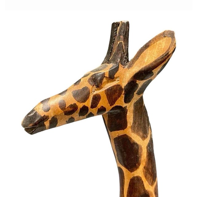 Mid 20th Century Mid 20th Century Hand-Carved Hardwood Giraffe Sculpture, African Folk Art For Sale - Image 5 of 9