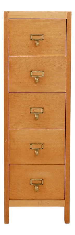 Vintage Industrial Five-Drawer Filing Cabinet