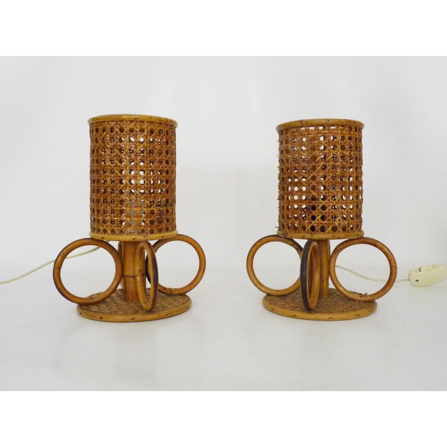 Bamboo, Rattan and Cane Lamps, Italy, 1950s-1960s, Set of 2 For Sale - Image 8 of 8