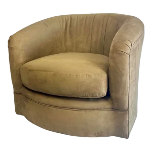 Late 20th Century Upholstered Swivel Barrel Chair