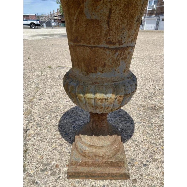 Late 20th Century French Style Cast Iron Campana Urn Planter For Sale - Image 4 of 8