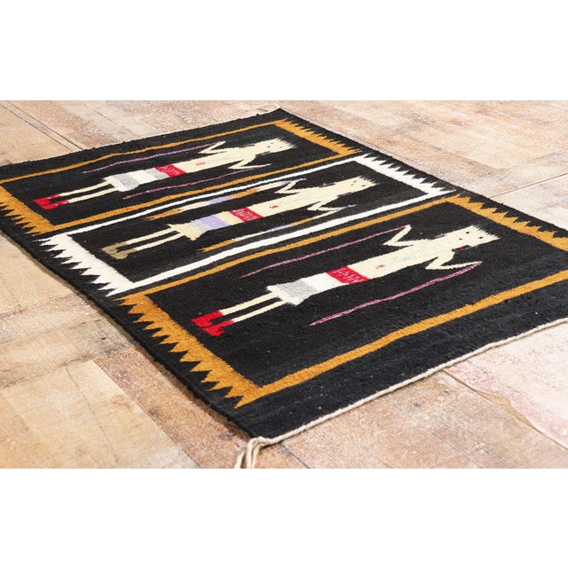 Black Vintage Yeibichai Pictorial Rug, 02'07 X 03'08 For Sale - Image 8 of 10