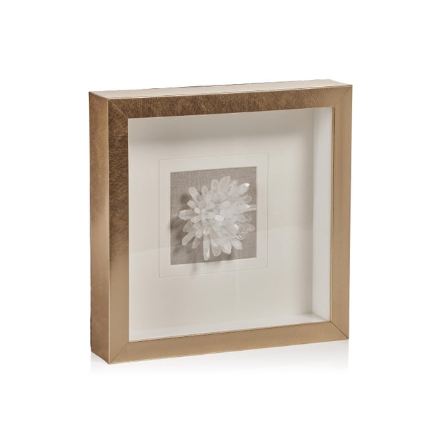 Contemporary Chrysanths Gold Framed Clear Crystal Wall Decor For Sale - Image 3 of 3