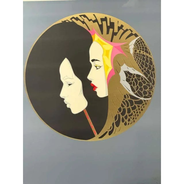 In this lithograph, Leal explores the theme of duality through two overlapping female profiles, elegantly contained within...
