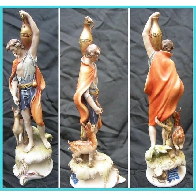 Italian Antonio Borsato Italian Porcelain Figurine Pair - Aphrodite & Dionysios For Sale - Image 3 of 4