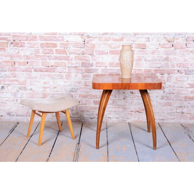 Textile Mid-Century Stool in Upholstery and Beech, Slovakia, 1960s For Sale - Image 7 of 8