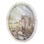 An Italian set of three oval-shaped oil paintings on canvas. All three paintings have oval-shaped wooden frames painted...