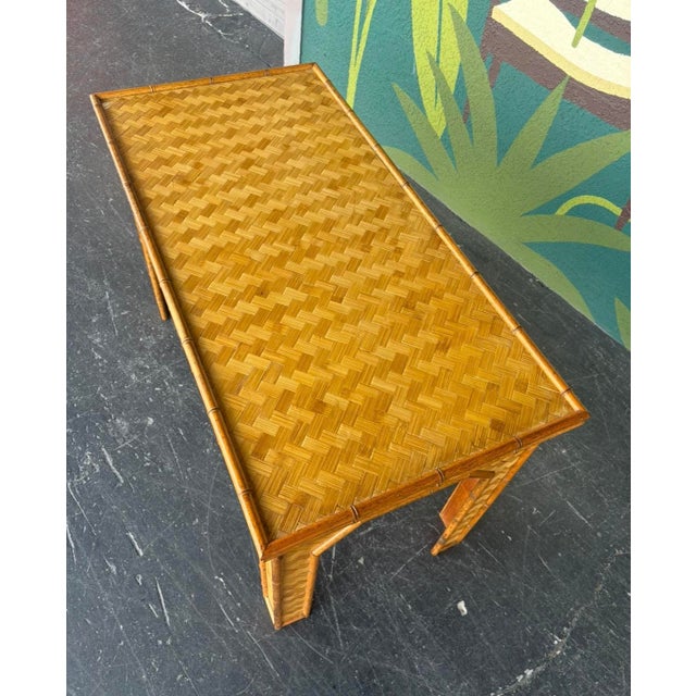 Herringbone Bamboo Writing Desk For Sale - Image 10 of 13