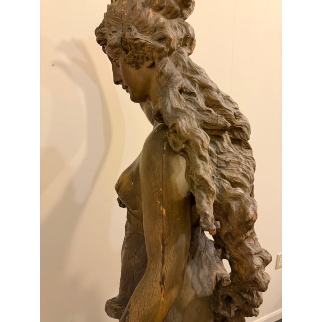 19th Century French Hand-Carved Venus or Aphrodite Statue in Faux Bronze, Circa 1870 For Sale - Image 13 of 16