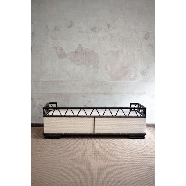 Lacquered Wood Daybed with Bamboo Effect, 1970s, in Very Good conditions. Designed 1970 to 1979