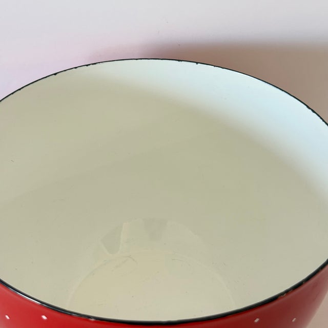 Mid Century Modern Ampler Ejiry Red Enamel Bowl With White Diamonds Kaj Frank Style For Sale - Image 13 of 13