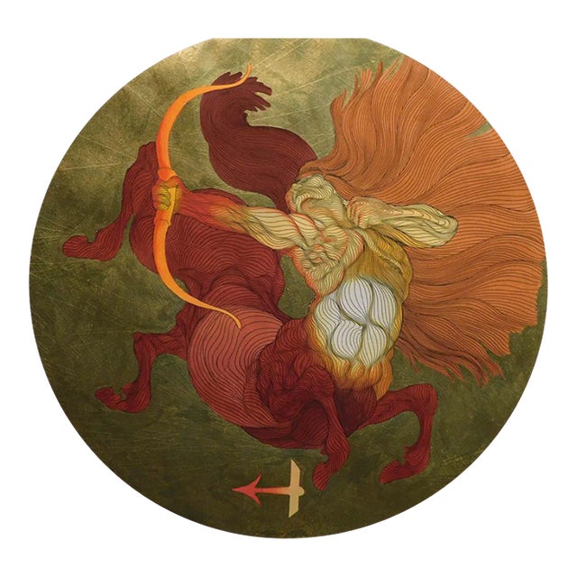 Guillaume Azoulay Sagittaire Gold Leaf 1988 Embellished Etching Art For Sale