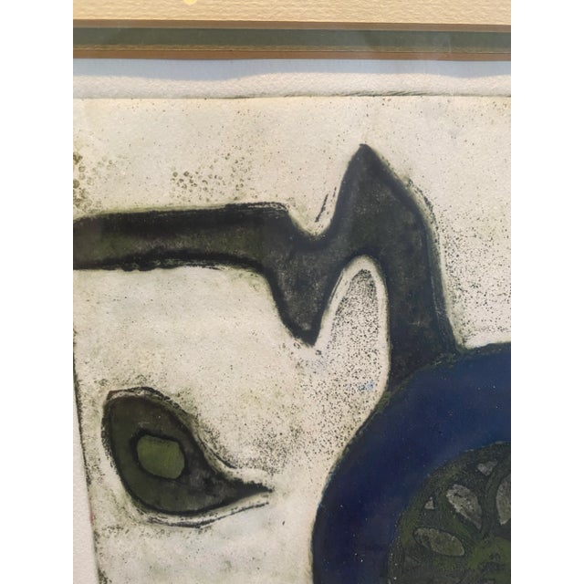 1960s 1969 Spanish Artist Marta Palau’s Framed Signed “Flor Marina” For Sale - Image 5 of 11