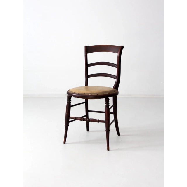 Wood Antique Wood Chair With Upholstered Seat For Sale - Image 7 of 7