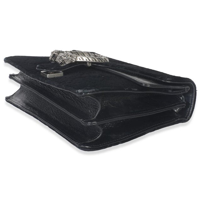Textile Black GG Embossed Velvet Small Dionysus Chain Bag For Sale - Image 7 of 9