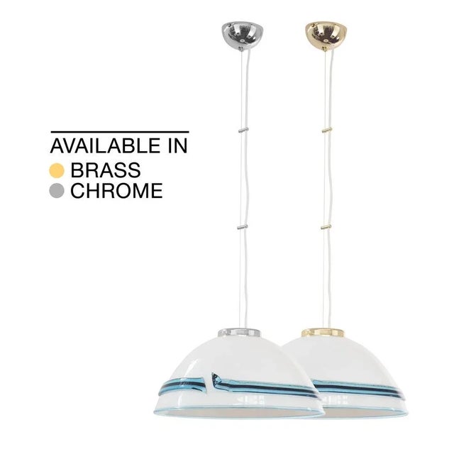 White Murano Glass Suspension Lamp with Turquoise and Black Hot Applications, 1980s For Sale - Image 11 of 12