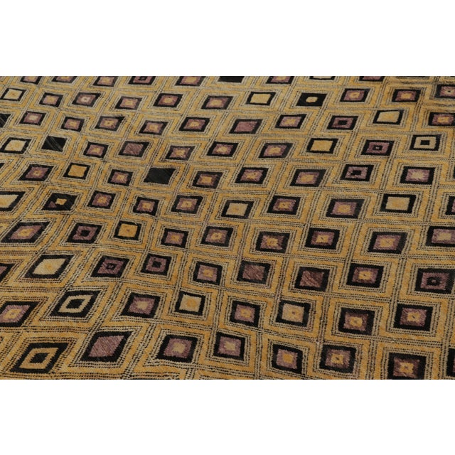 Rug & Kilim Rug & Kilim’s Modern Moroccan-Inspired Rug in Gold-Black Diamond Geometric Pattern For Sale - Image 4 of 8