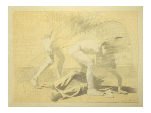 Unknown - the Fight - Original Pencil on Paper - 1974