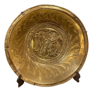 Antique German Offering Basin in Brass, 1500s