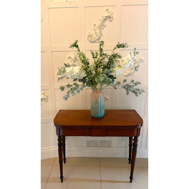 Early 19th Century Antique Georgian Mahogany Inlaid Fold-Over Card Table, 1800 For Sale - Image 5 of 14