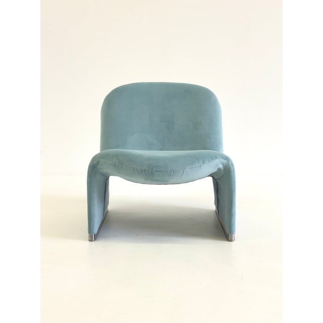Textile Vintage Alky Chair in Baby Blue Velvet by Anonima Castelli for Artifort, 1970s For Sale - Image 7 of 15