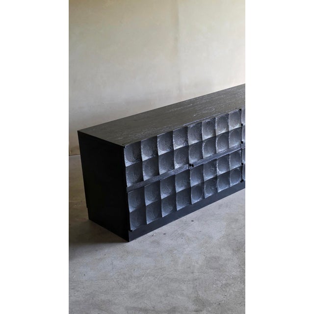 Brutalist Brutalist Credenza in Black Stained Oak by J. Batenburg for MI Belgium, 1970s For Sale - Image 3 of 16