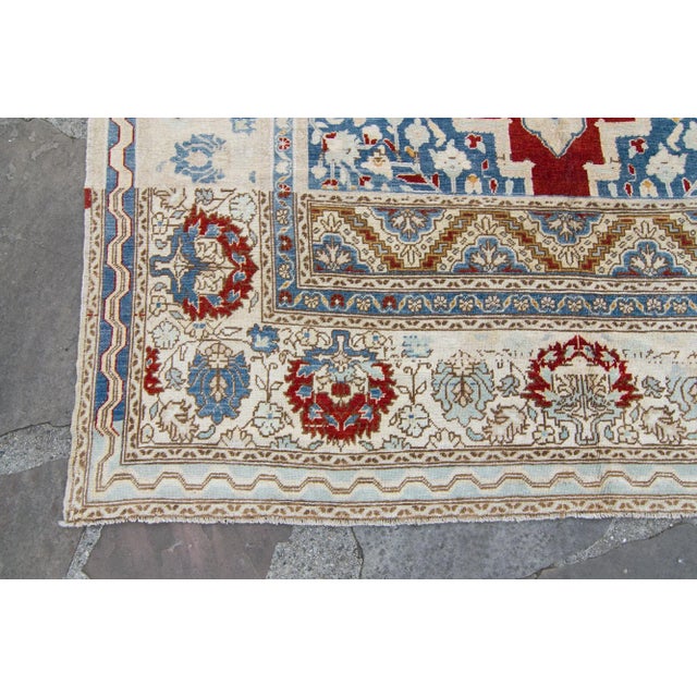 Textile 1930s Vintage Oushak Medallion Hand-Knotted Rug - 6’11” X 11’4” For Sale - Image 7 of 11