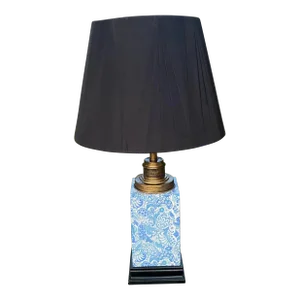 Vintage Square Blue and White Paisley Lamp