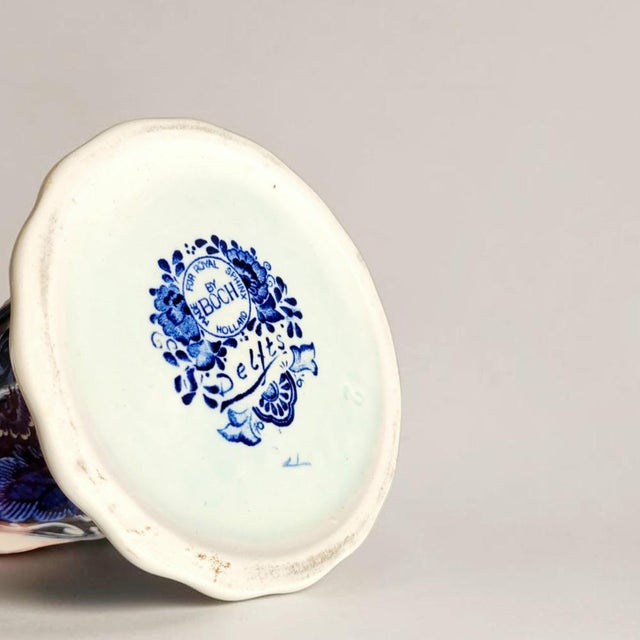 Delft Blue Pottery Trumpet Vases from Boch Royal Sphinx Maastricht, Holland, 1960s, Set of 2 For Sale - Image 3 of 18