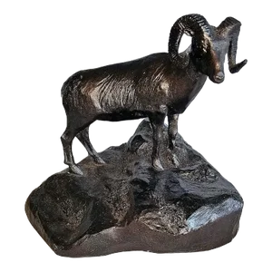 1970s Metal and White Plaster Mountain Goat Figurine by Gordon Merrill