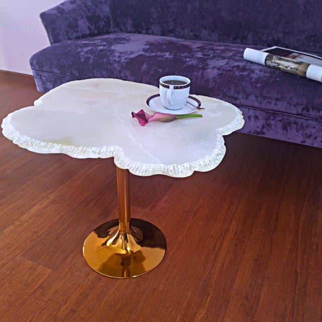 Cream Coffee Table with White Onyx Top from Forzini For Sale - Image 8 of 16