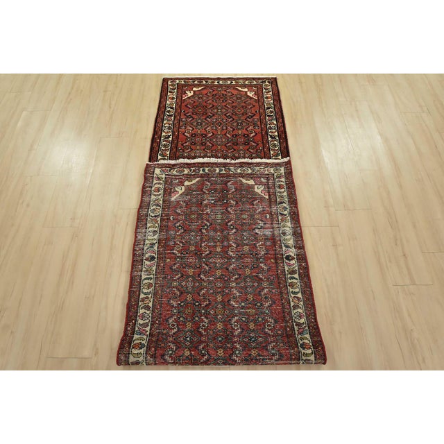 Hamedan Runner 2’7” X 9’4” Red Wool Vintage Tribal Hand-Knotted Rug For Sale - Image 12 of 13