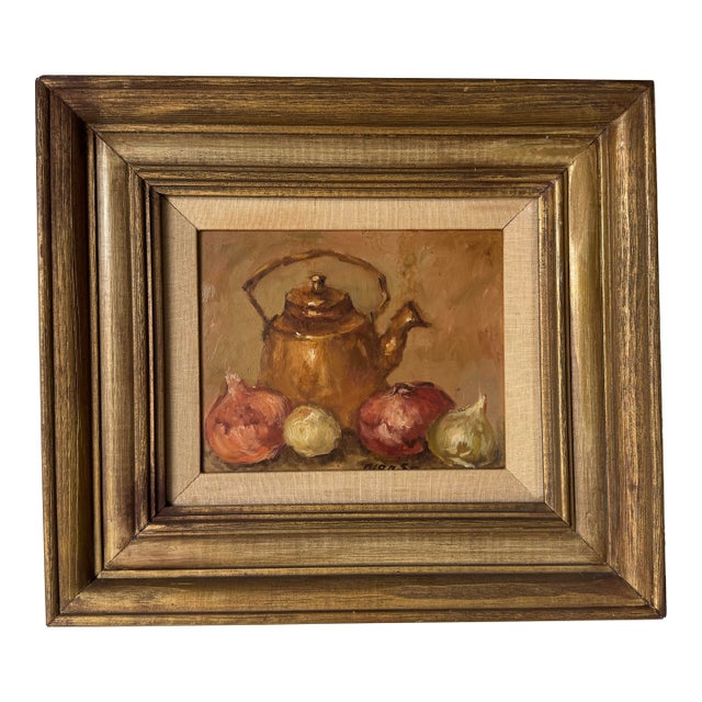 1970’s Vintage Still Life Oil on Masonite Painting by Manso, Framed For Sale