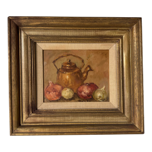 1970’s Vintage Still Life Oil on Masonite Painting by Manso, Framed