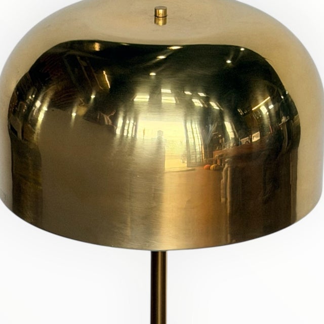 1960s Mid-Century Modern Laurel Brass Mushroom Table Lamp For Sale - Image 4 of 6