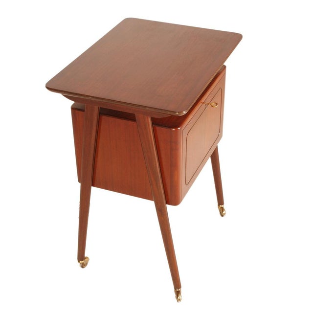 Ico Parisi Mid-Century Teak Bar Cart attributed to Ico Parisi for Mim Roma, 1950s For Sale - Image 4 of 7