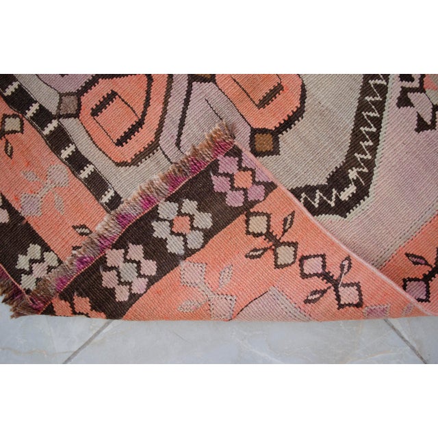 Vintage Turkish Handmade Kilim Runner Rug Organic Woll Tribal Design Primitive Rug - 3′5″ × 12′8″ For Sale - Image 11 of 16