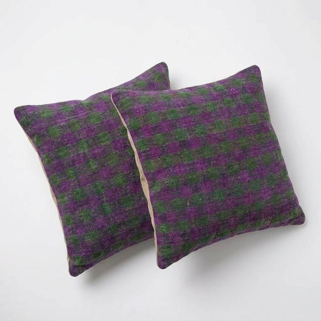Mid-Century Modern Bohemian Turkish Kilim Pillow Cover 16'' X 16'' - Set of Two For Sale - Image 3 of 4