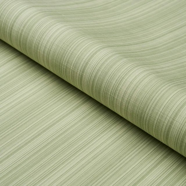 Schumacher X Mark D. Sikes Gracie Solid Strie Fabric In Leaf Green For Sale