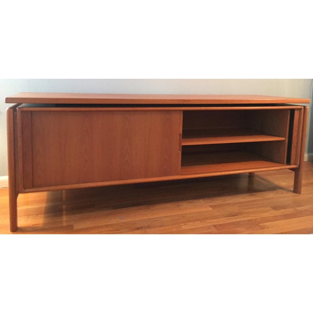 Dyrlund Danish Teak Tambour Door Credenza | Chairish