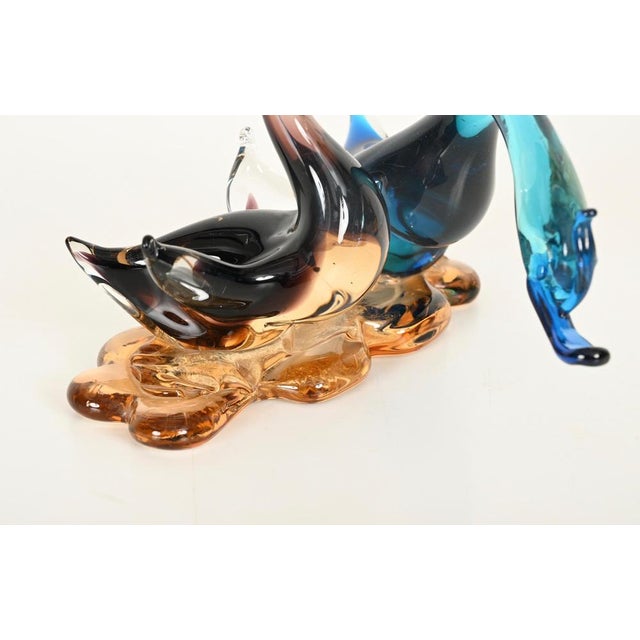 Vintage Sommerso Blown Glass Swan Sculpture by Seguso Vetri d'Arte, Italy, 1960s For Sale - Image 11 of 13