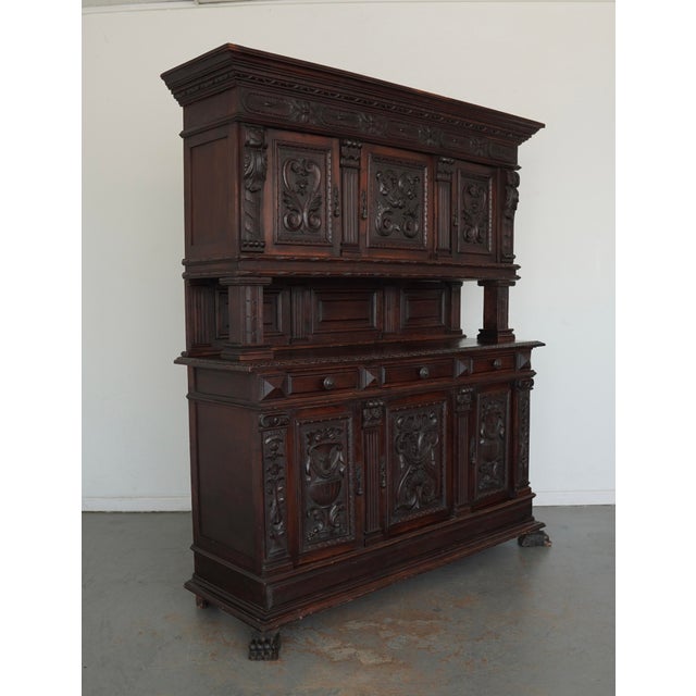 Antique Italian Renaissance Revival Walnut Buffet For Sale - Image 4 of 17