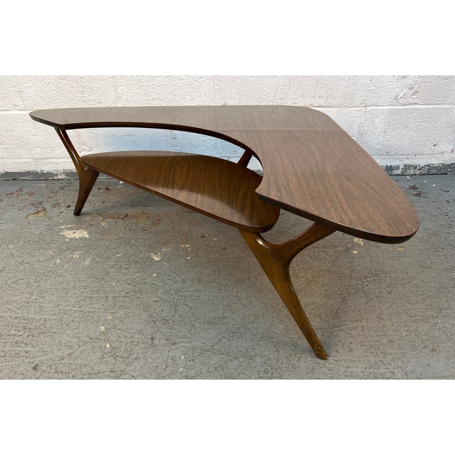 Mid-Century Modern Atomic Boomerang Two-Tier Coffee Table For Sale - Image 4 of 15