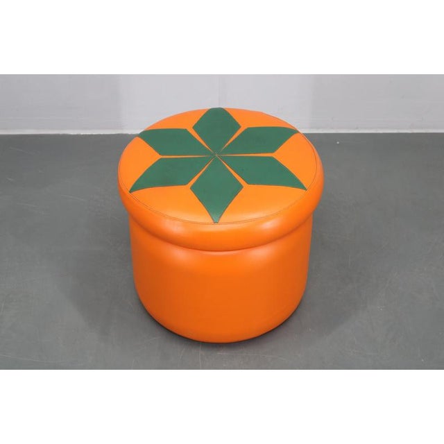Vintage Italian Leather Pouf, 1970s For Sale - Image 10 of 10