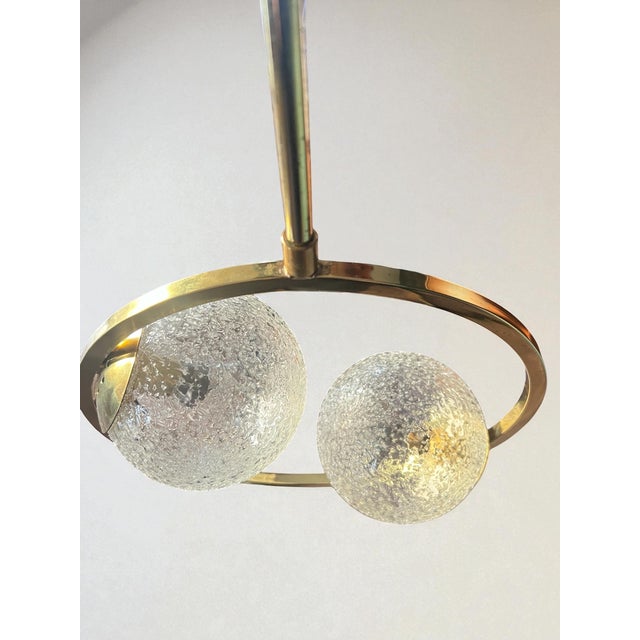 Modernist Brass and Glass Ceiling Lamp, 1960s For Sale - Image 6 of 14